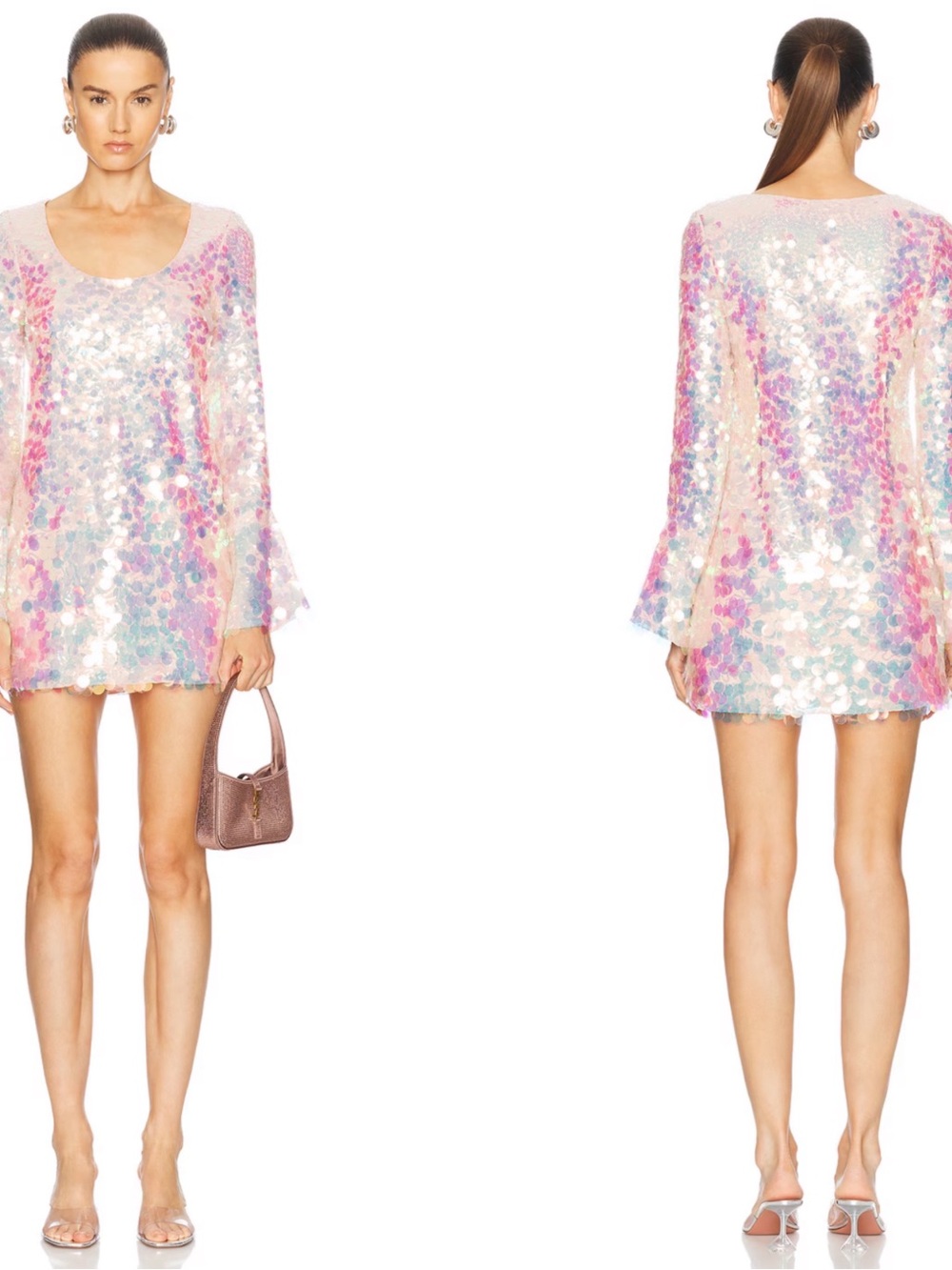 LOVESHACKFANCY Risbo Sequin Embellished Long Sleeve Mini Dress Size 0